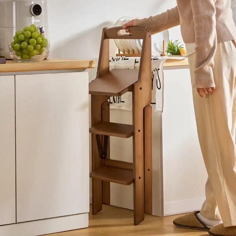 Use climbing ladder stool dual purpose kitchen climbing stool thickened chair with backrest
