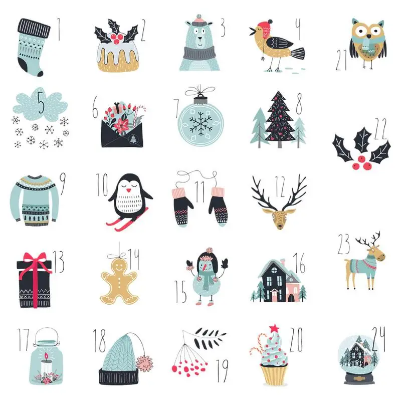 Christmas Advent Number Stickers 24 Days Christmas Advent Calendar Number Stickers Christmas Advent Calendar Stickers For Gift