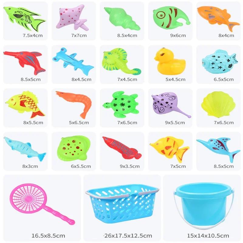 Fishing Children Boy 3D Girl Magnetic Toy Set Suit Magnetic Play Water Baby Toys Fish Square Round Hot Sale Gift for Kids