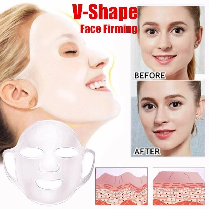 Silicone Face Mask Reusable Moisturizing Lifting Firming Anti Wrinkle V Shape Face Firming Gel Sheet Mask Ear Fixed Skin Care