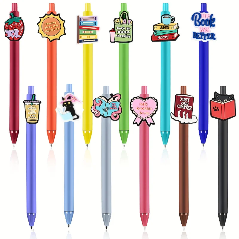 

12 Pcs Book Lovers Gift Funny Pens Emotional Support Thank You Gift Ballpoint Pens for Book Loving Teachers, Students, Book Club
