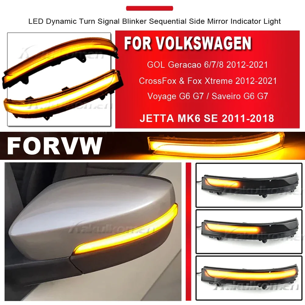 For VW Volkswagen Jetta Mk6 SE 2011 2012 2012 2013 2014 2015 2016 2017 2018 Dynamic Side Mirror LED Sequential Indicator Light