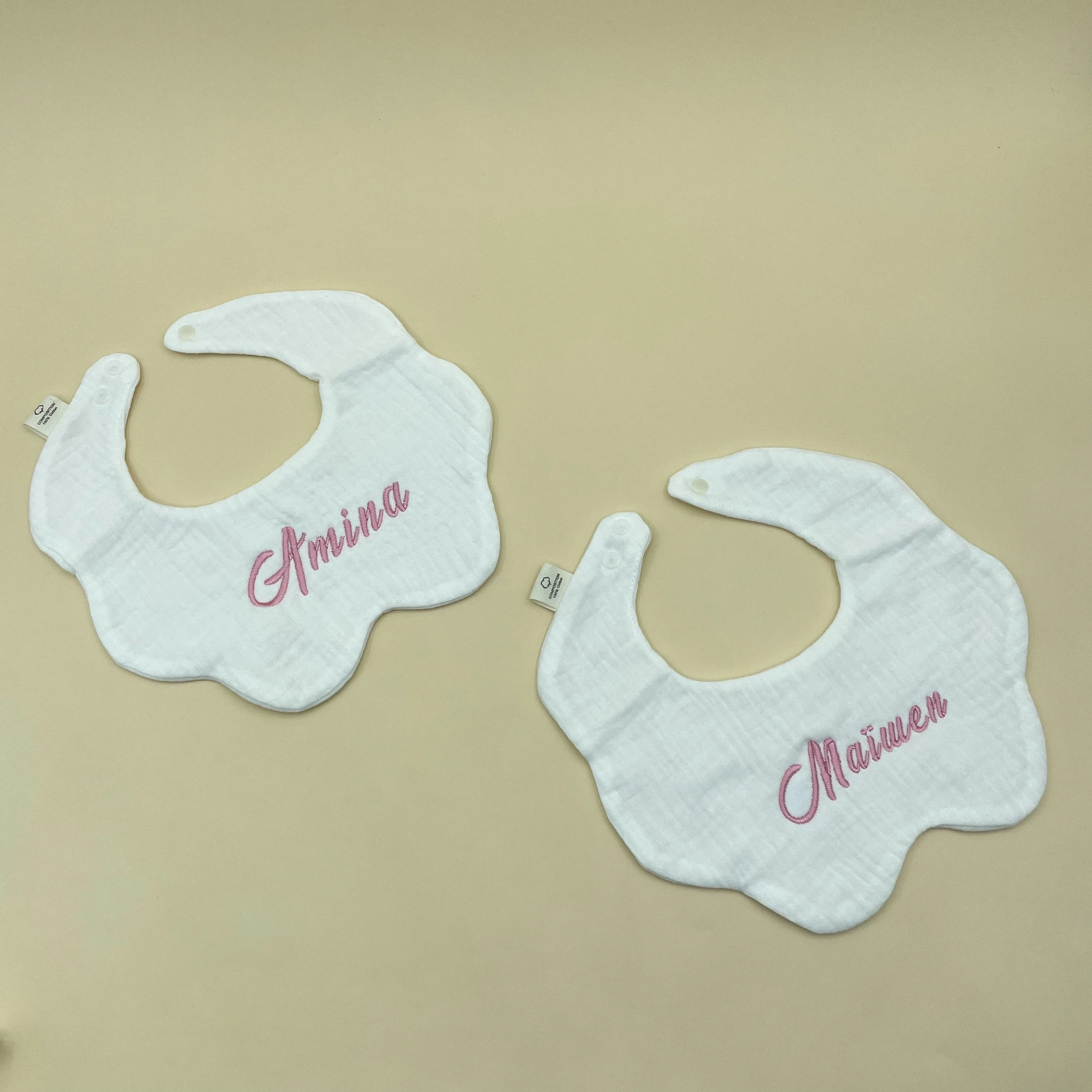 Personalized Baby Bib Cotton Gauze Saliva Towel Waterproof Burp Cloth Custom Bib Baby Name Initial Bib Infant Newborn Essentials