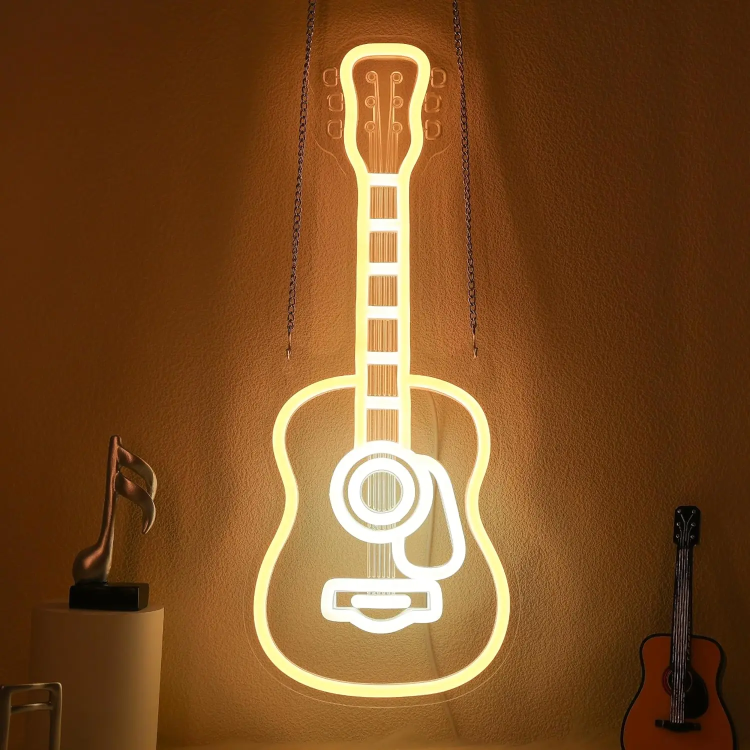 

Guitar Neon Sign Dimmable LED Neon Light Sign USB for Bedroom Living Room Man Cave Music Studio Gift for Guitar Music Lovers