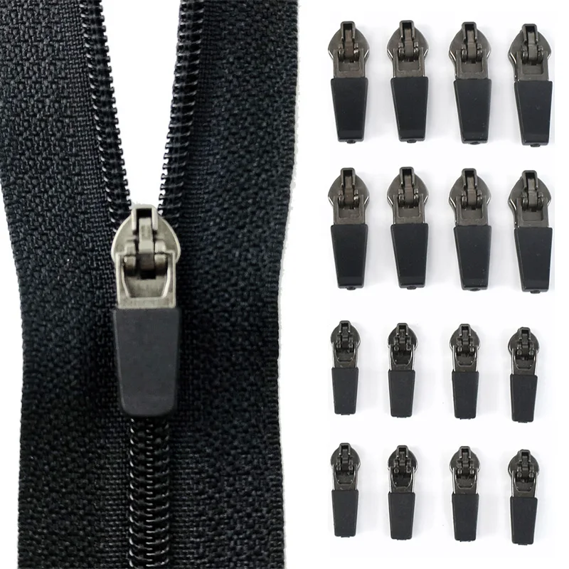 10pcs 3# 5# Waterproof Zipper Slider Head Reverse Installation for Invisible Nylon Zips DIY Bag Accessories