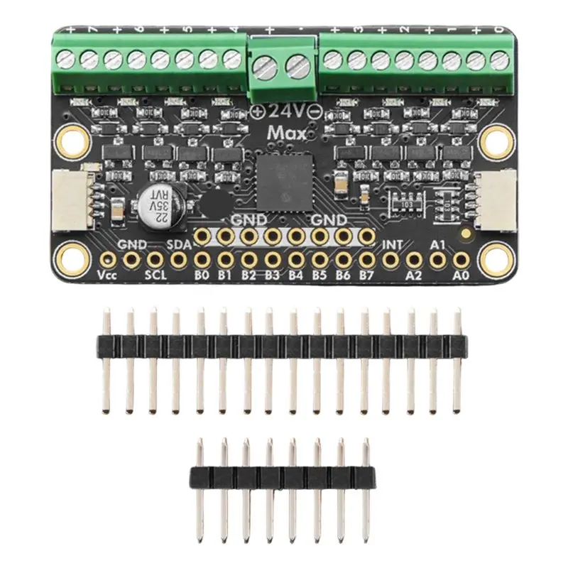 AAAEL-6318 For Adafruit I2C To 8-Channel Solenoid Driver Board- Angled View Shot Of The MCP23017 8X MOSFET STEMMA QT/Qwiic Mount
