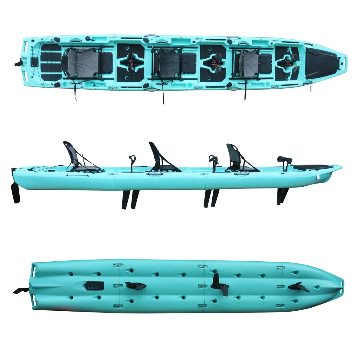 

Vicking 18.6ft Modular Detachable 4 Section 3 Person Pedal Drive Or Electric Motorized Fishing Kayak HDPE Plastic Material