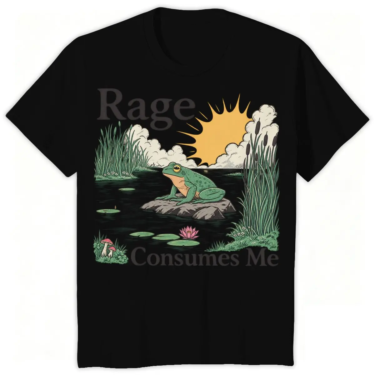 Vintage Frog Rage Consumes Me Graphic T-Shirt Men Women Retro Animal Frog Tee Crew Neck Short Sleeve Casual Male Tshirts