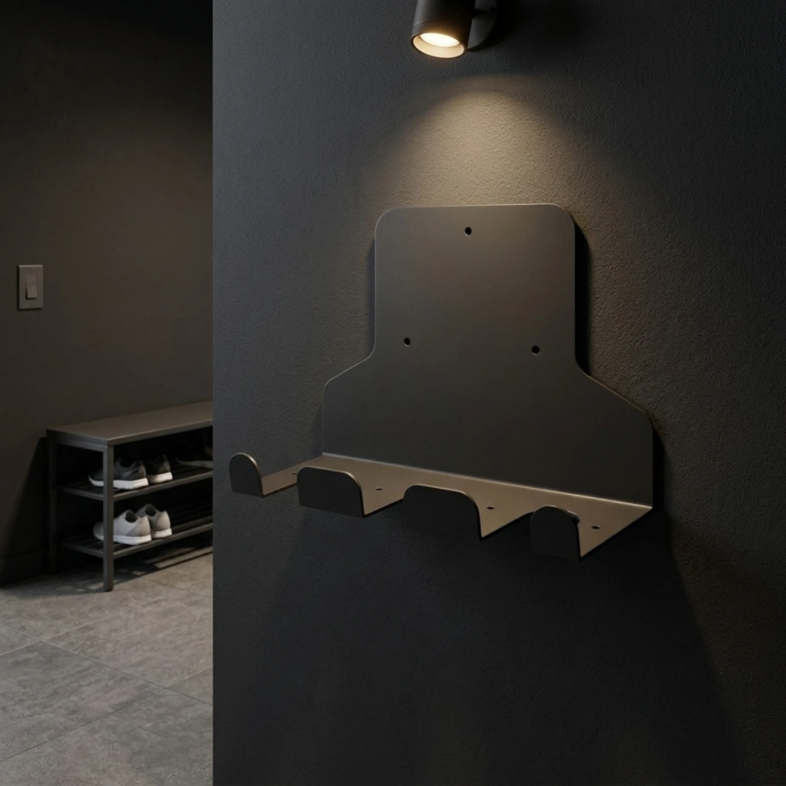 Bar Wall Rack Compact Metal Rack with Cradles Wall Mount Bar Hanger Easy to Install Barbell Hanger Safe
