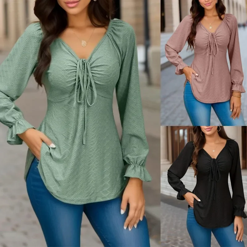 

2024 New Wholesale Hot Selling Women's Long Sleeve Casual Blouse Daily Wear Butterfly-knot Ladies Clothes Tops Fashion Blouses