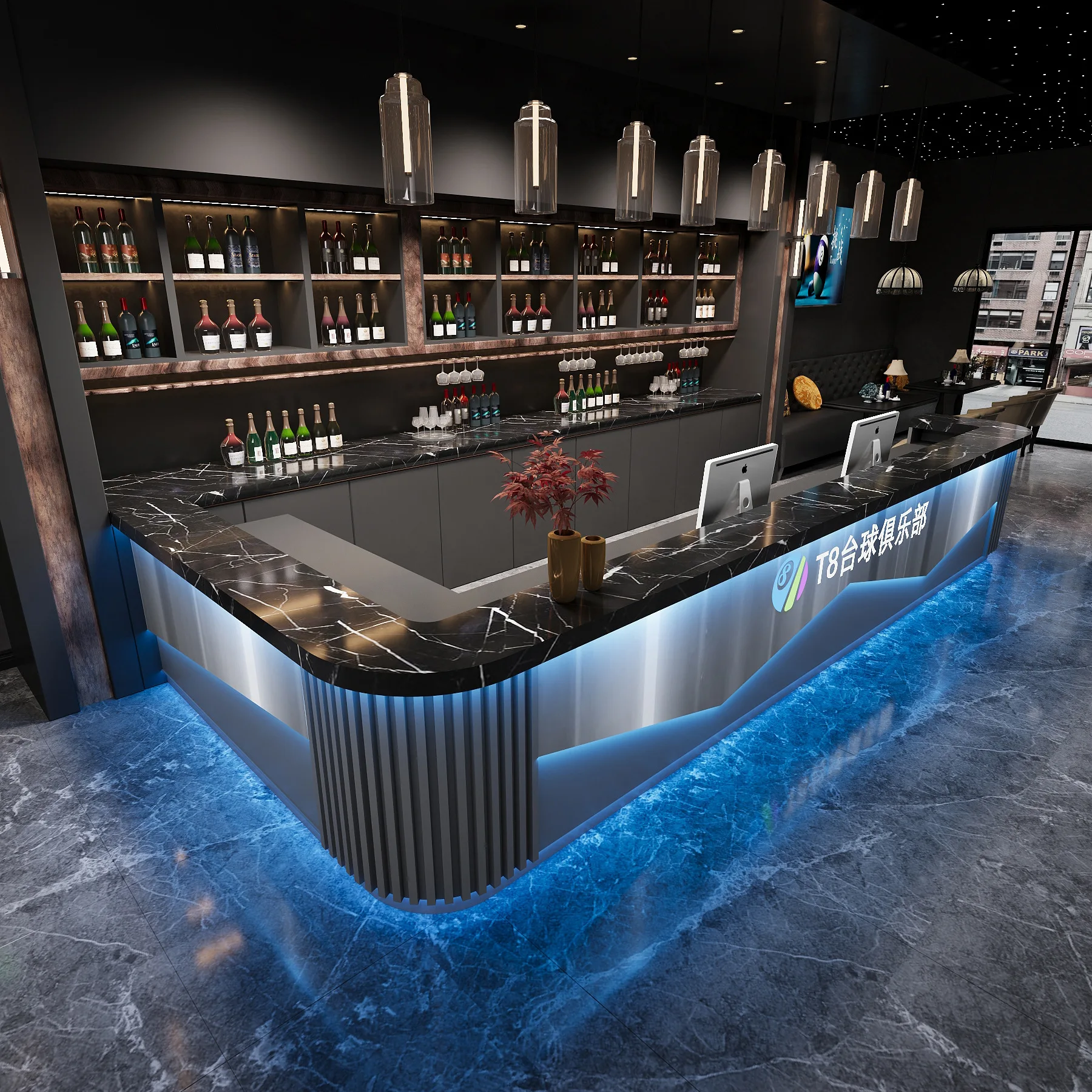 

Qijia Billiards Hall Bar Internet Cafe Club Front Desk Gym E-sports Hotel checkout page Reception desk