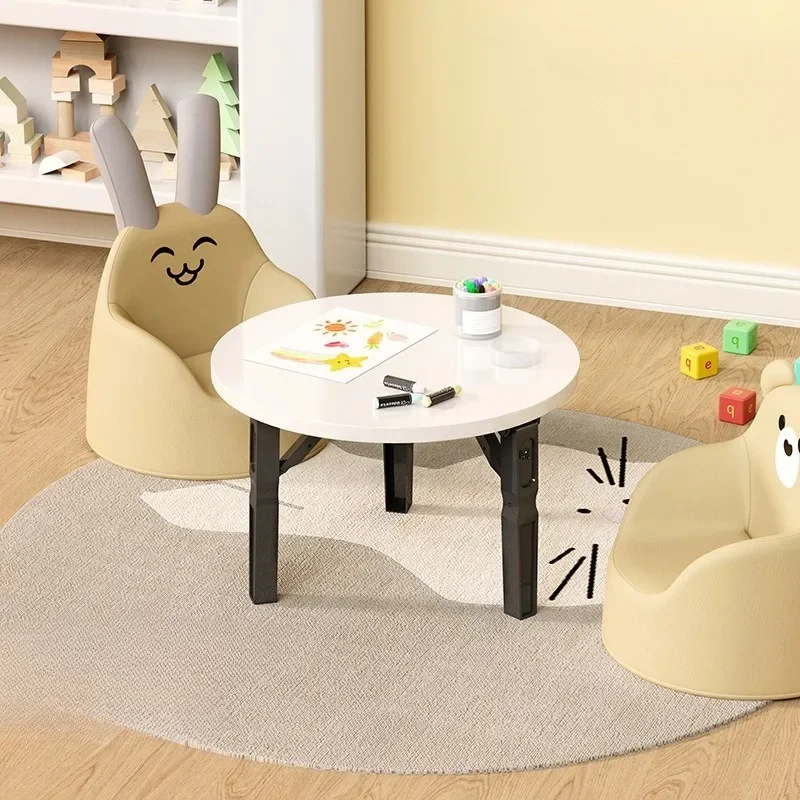 Round foldable living room bedroom bay window small coffee table bed study work low table small table portable