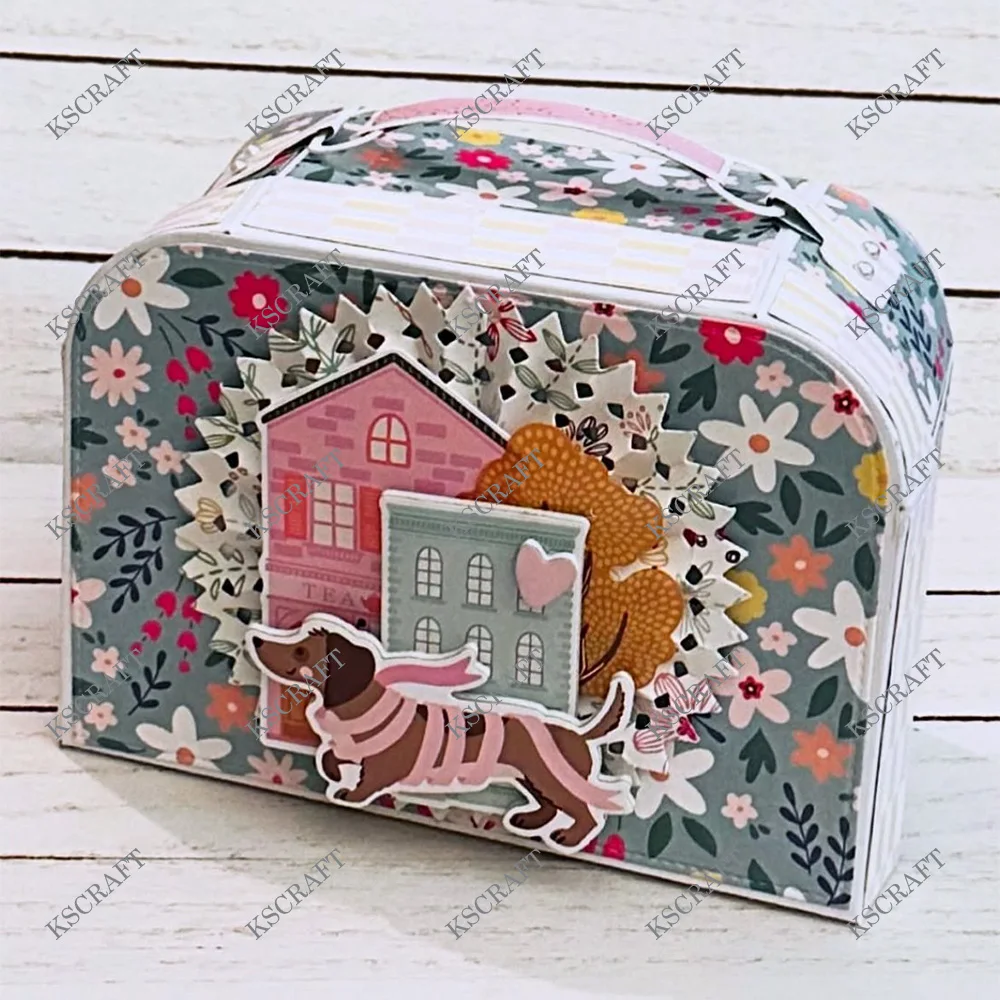 KSCRAFT 3D Suitcase Box Cutting Dies Stencils for DIY Scrapbooking Decorative Embossing DIY Paper Cards