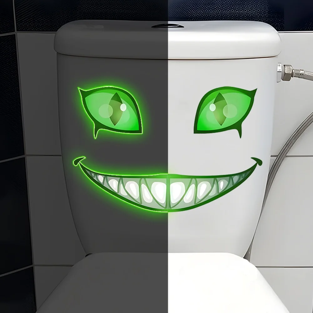 PVC Glow in the Dark Toilet Sticker for Demon Graphics Fun Addition to For Bathroom Walls or Seats 26 17cm 29 15cm