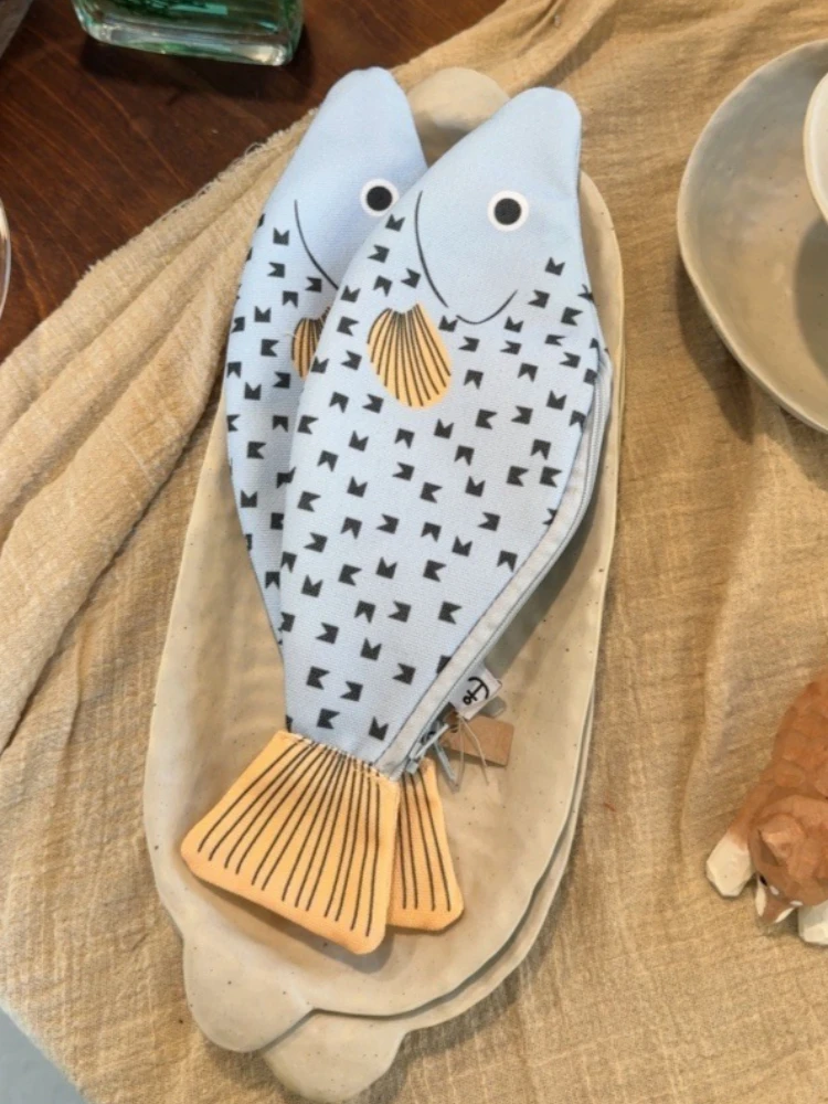 Funny Fish Pencil Bag Creative Thickened Student Stationery Storage Pouch Novelty Fish Shape Pencil Case Back To School