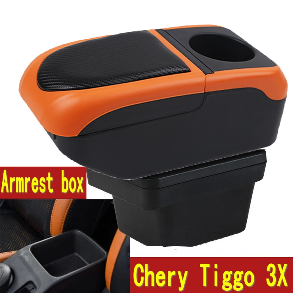 For Car Chery Tiggo 3X Armrest Box Arm Elbow Rest Center Console Storage Case with Cup Holder USB Port