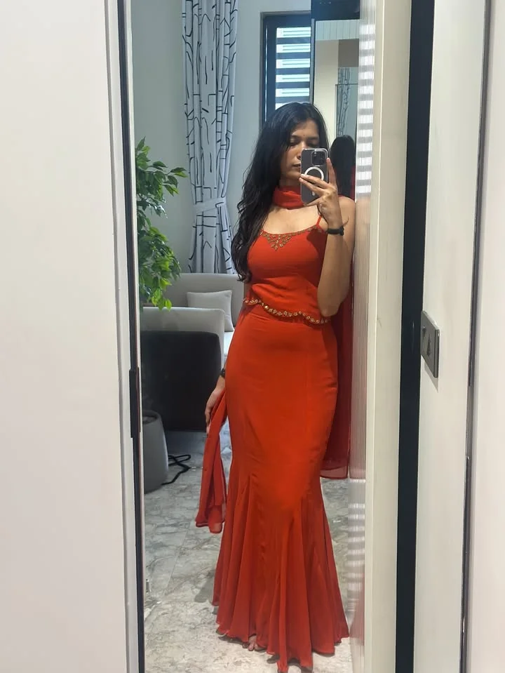 

Aenyrst Customized Evening Dresses Woman Elegant Red Formal Occasion Chiffon Mermaid Dresses 2025فساتين سهرة