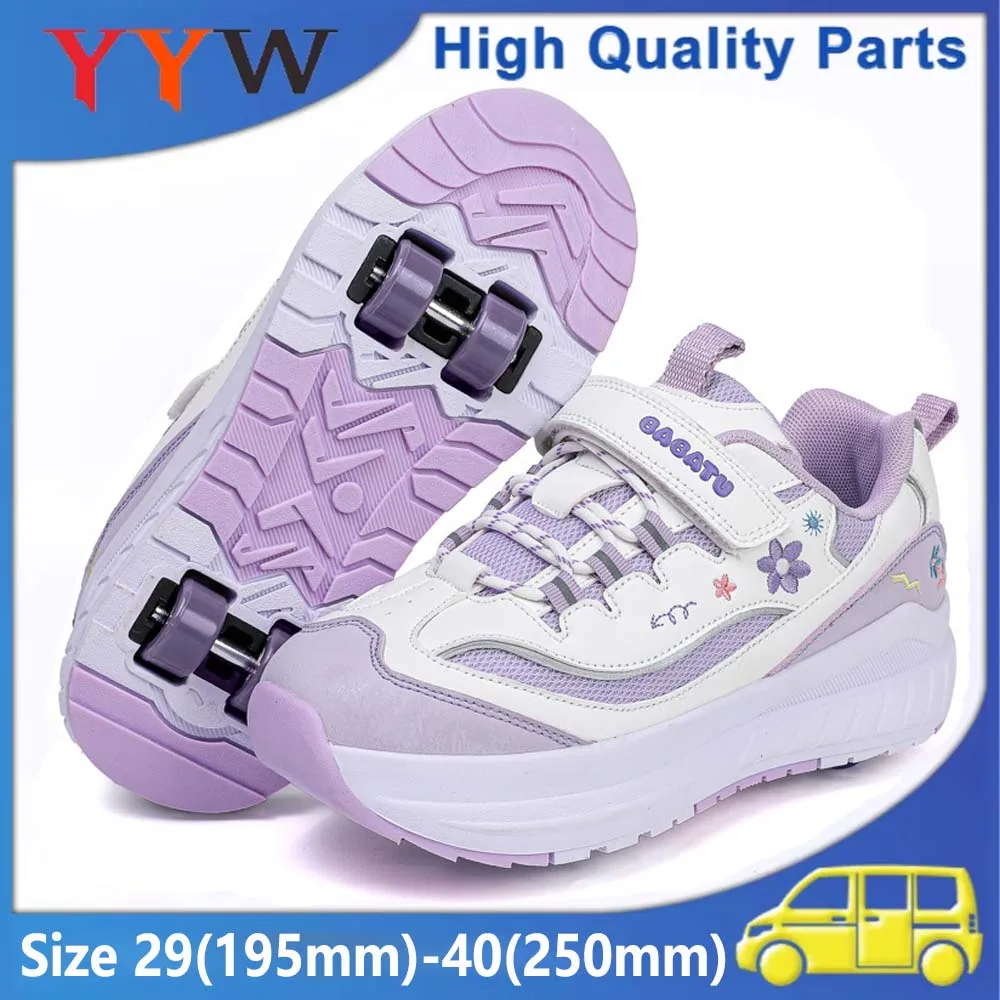 Size 29-40 Wheels Shoes For Boys Girls Outdoor Skating Parkour Detachable Wheel Women Men Inline Skates Roller Sneakers 2025 New