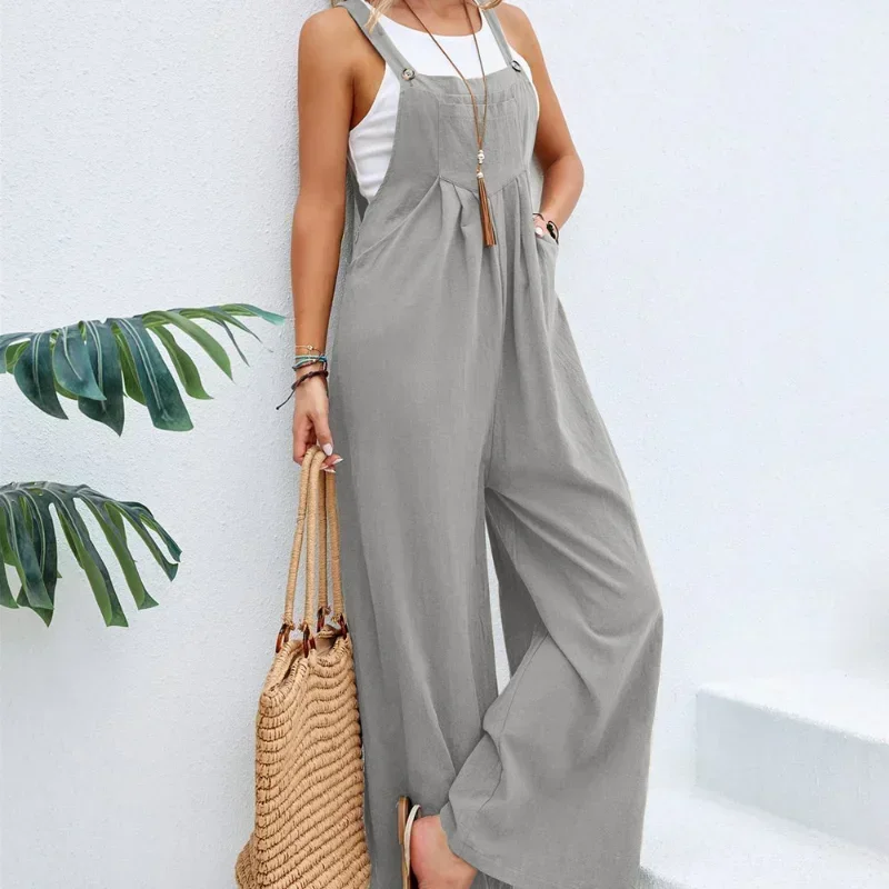 Femmes coupe ample mode salopette jambe large Baggy salopette combinaison salopette d'été combinaison décontracté élégant salopette été