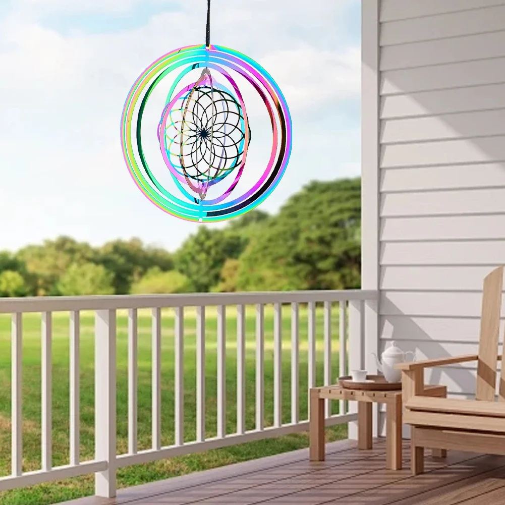 10cm Rainbow Mandala Wind Spinner - 3D Rotating Energy Flower A Whimsical Decor for Life Energy and Indoor/Outdoor Spaces