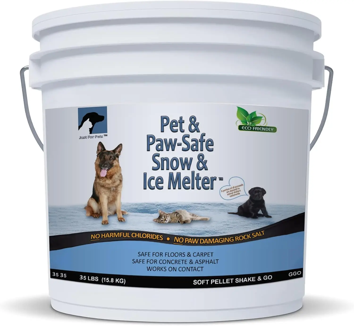 Snow & Ice Melter Contains No Toxic Chlorides or Painful to The Paw Rock Salt,  Fast Acting and Works On Contact 35 lb Bucket