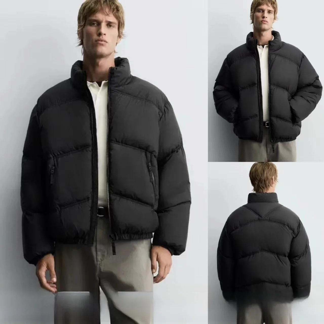 

Новая мужская куртка-пальто 2025 года из технологичной хлопковой ткани свободного кроя, теплая, повседневная, с длинными рукавами, воротником Cleanfit