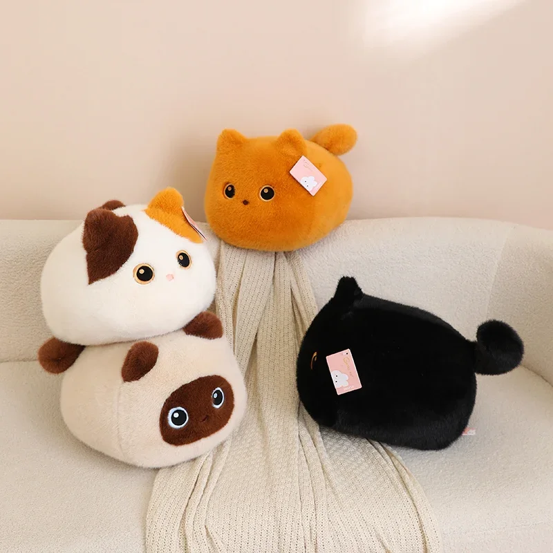  32cm Fuzzy Lying Cat Plush Pillow 16cm Cute Chubby Cat Plush Doll Decompression Round Cat Stuffed Toy Kid Birthyday Gift