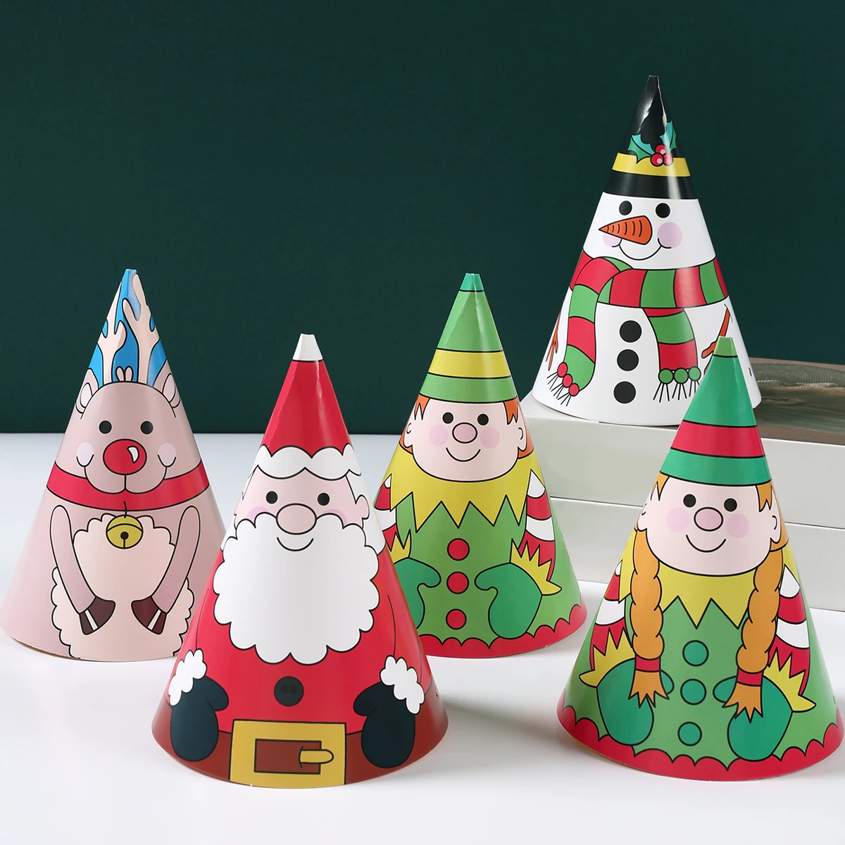 Christmas DIY Paper Hat Merry Christmas Decoration for Home 2024 White Paper Hat Xmas Ornaments Navidad Natal New Year Gift 2025