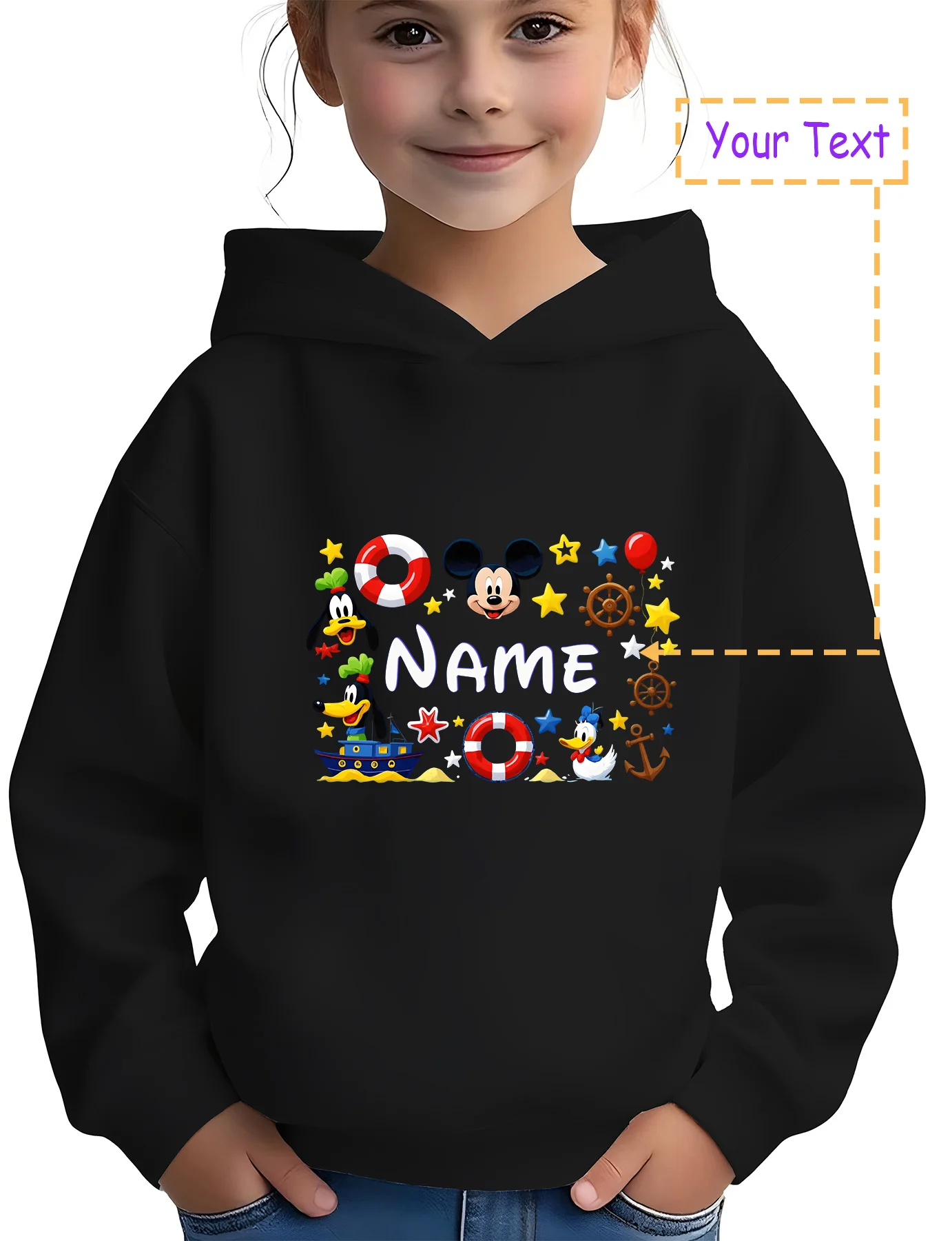 

MINISO Disney Ocean Party Kids Hoodie - Featuring Mickey Mouse, Donald Duck, and other characters, this ocean-themed hoodie is p