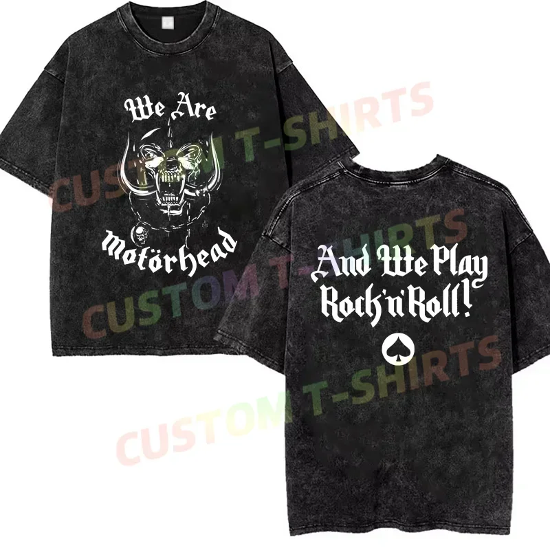 

2025 Summer Vintage Cotton Washed Motor Crosses Sword England Crest Head T-Shirt Loose T Shirts Men Y2K Hip Hop Top Tee