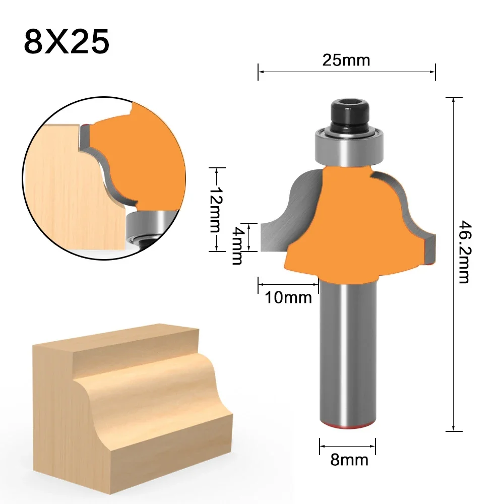 Fraise à Tige en Carbure Massif, Outils CNC, Mèche de Routeur de Bordure et de Moulage, 8mm, 1 Pièce
