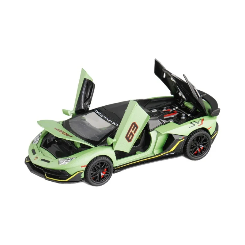 1:32 SVJ63 Roadster Sound and Light Pull Back Toy Model Ornament Diecast Alloy Car Model Collectible