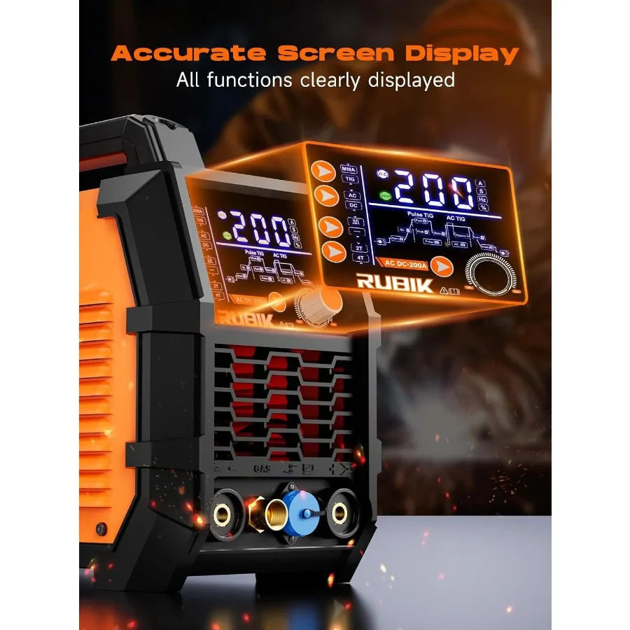 AC DC TIG Welder with Pulse 200 Amp 6in1 Aluminum TIG Welder 110V 220V Dual Voltage TIG Welder with Square Wave Triangular Wave