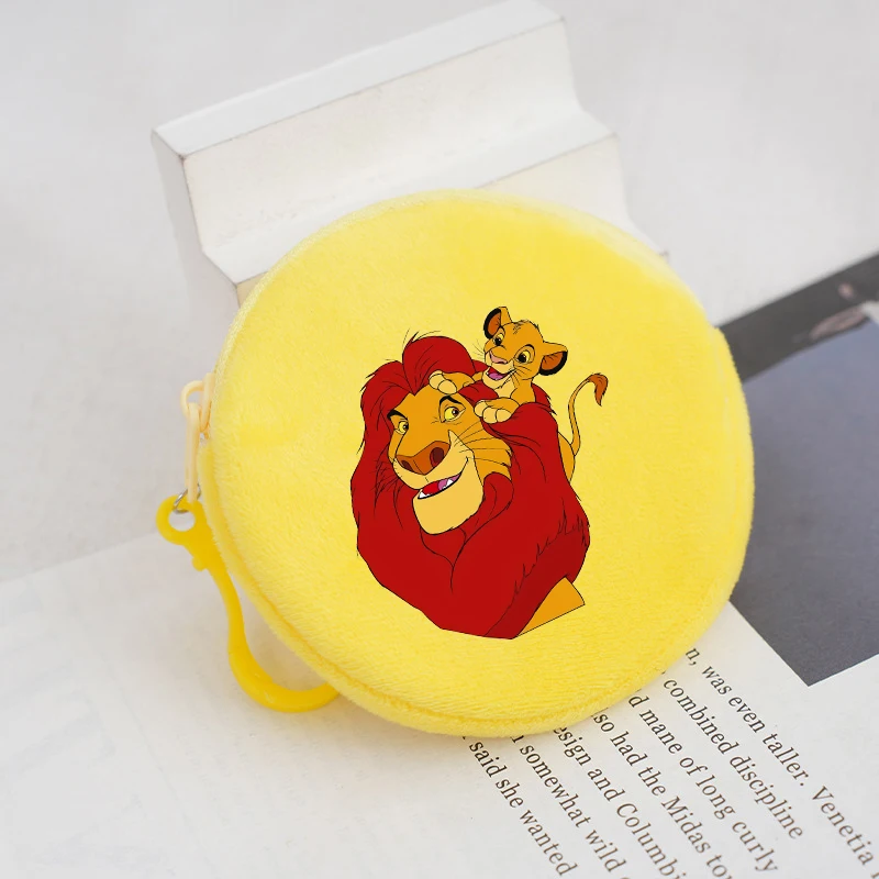 Mufasa Lion King Plush Coin Purse Portable Disney Movie Cartoon Print Wallet Coin Bank Card Cute Storage Mini Bag Birthday Gifts