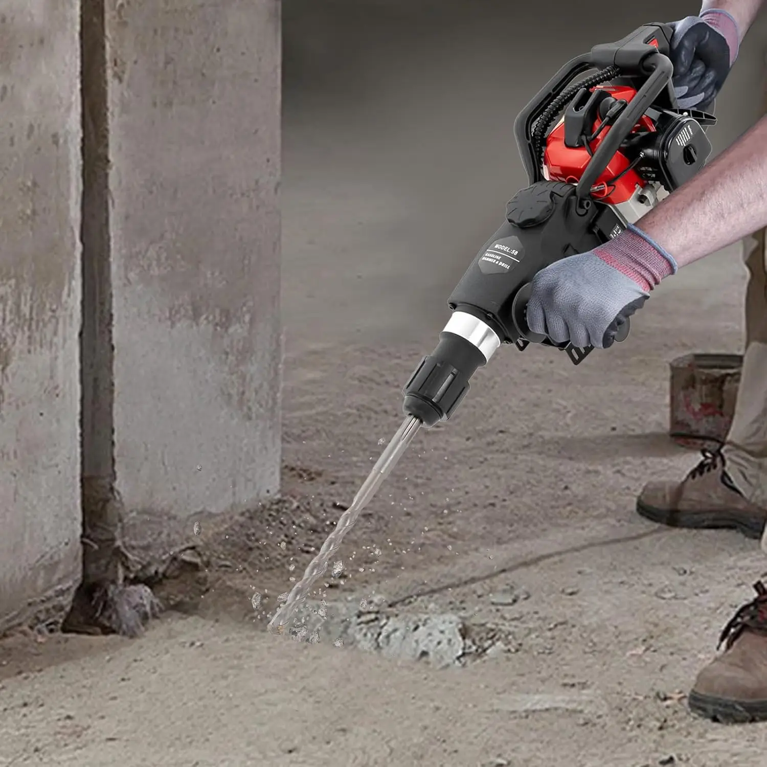 Gasoline Hammer Drilling Machine, 33Cc 2 Stroke Gas Powered Demolition Jackhammer, 3-In-1 Hammer Breaker Punch Drill Chisels,