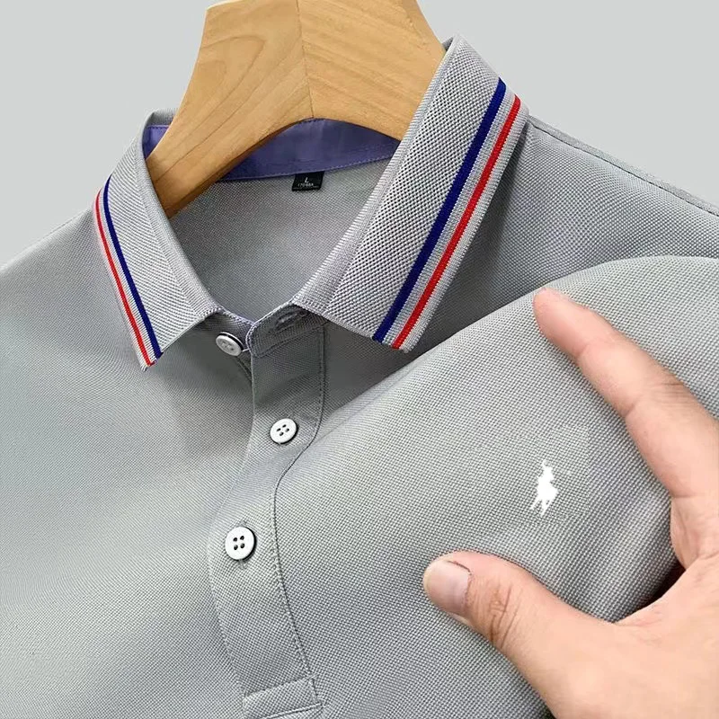 Polo de manga corta para hombre, camisa de marca con bordado auténtico, versátil, ligera, de lujo, superventas, verano, 2024