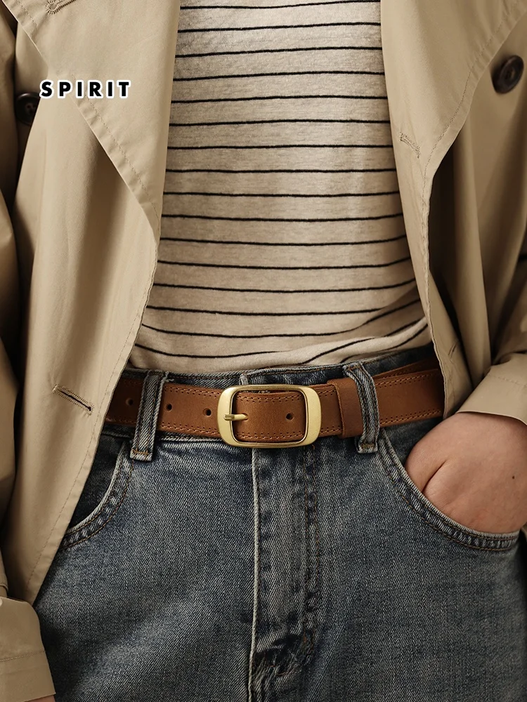 本革ベルト女性のジーンズウエストベルト銅バックルソフト純粋なトップレイヤー牛革ベルトレディースレトロシンプルな装飾