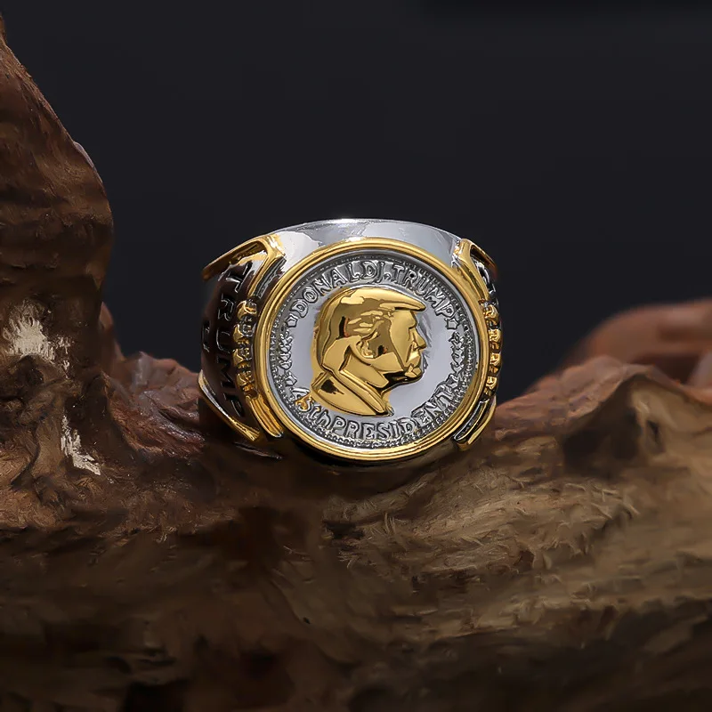 Новое персонализированное кольцо, двухцветное европейское и американское модное мужское атмосферное украшение в стиле хип-хоп