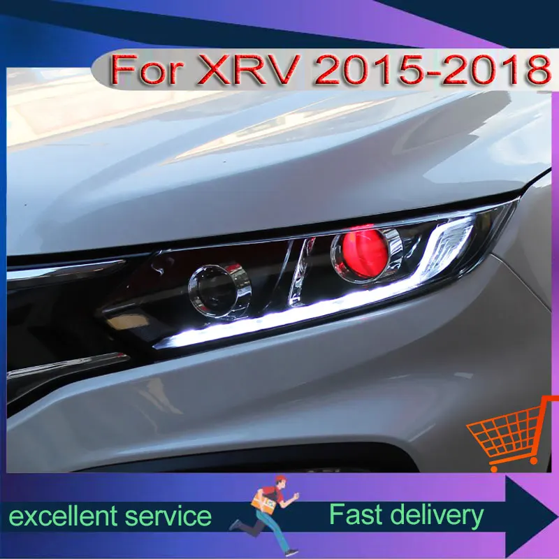 

Автомобильные передние фары для Honda 2015-2018 XRV модификация модернизация автомобильные аксессуары Светодиодные ДХО двойная Proction линзы ксеноновые фары