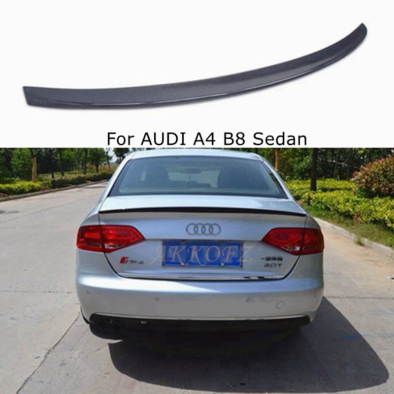 

For AUDI A4 B8 Sedan S Style Carbon fiber Rear Spoiler Trunk wing 2009-2012 FRP Glossy black Forged carbon