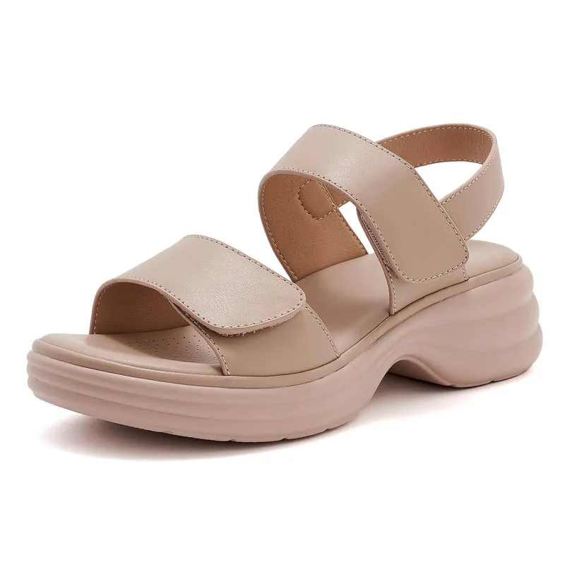 

2025 Summer New European and American Fashion Nylon Buckle Casual Comfortable Anti slip 5CM Thick Bottom Women's Wedge Sandals
