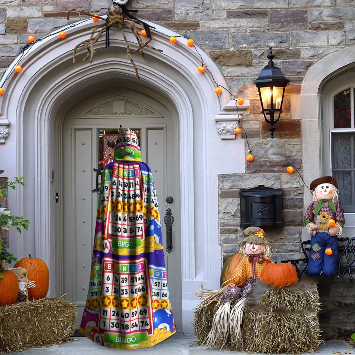 البنغو بطاقة وكرة طويلة مقنعين عباءة الساحرة القرون الوسطى زي تأثيري كيب هالوين مصاص دماء الكبار للجنسين