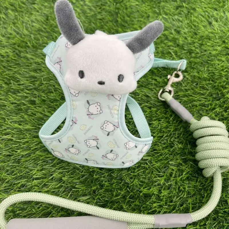 2024HOT Sanrios Pet Vest Style Traction Rope Kawaii Kuromi Cartoon Cute Cat Dog Go Out Harness Go Out Anti-lost Rope Fashion New