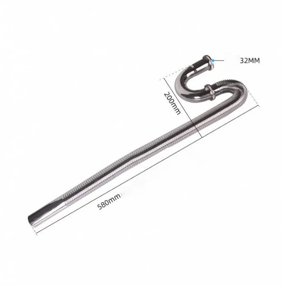 Stainless Steel Washbasin Drainage Pipe Anti-backflow Smell Isolation Horizontal Tube For Bathroom Kitchen Sink Easy Installatio