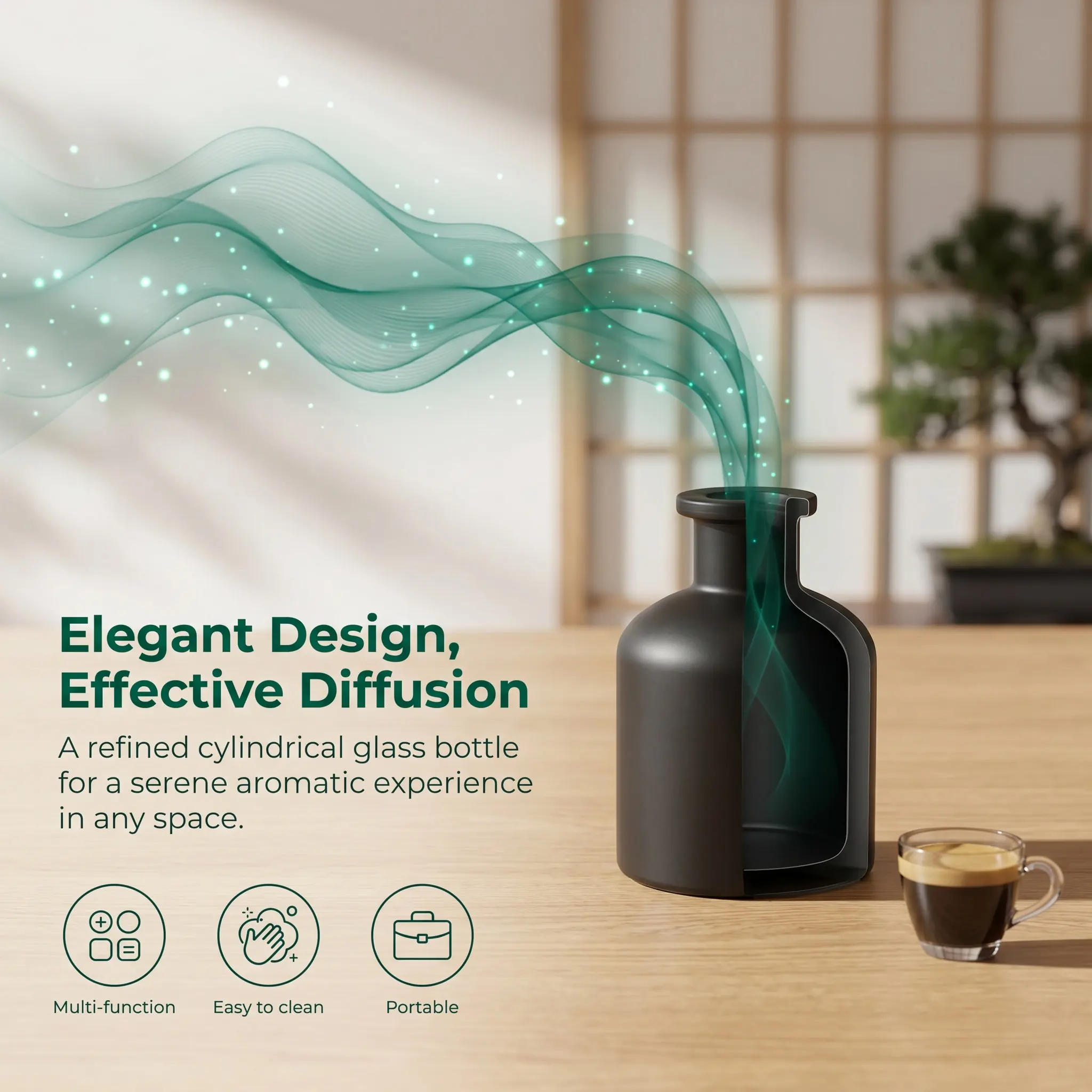 2Pcs Elegant Glass Diffuser Bottles Cylindrical Empty Perfume Essence Containers for Reed Diffusers Bathroom Desktop Car Aroma