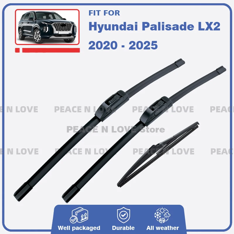

Front Rear Windscreen Wiper Blades For Hyundai Palisade LX2 2020 - 2025 3PC Windshield Windscreen Window Brushes Car Accessories