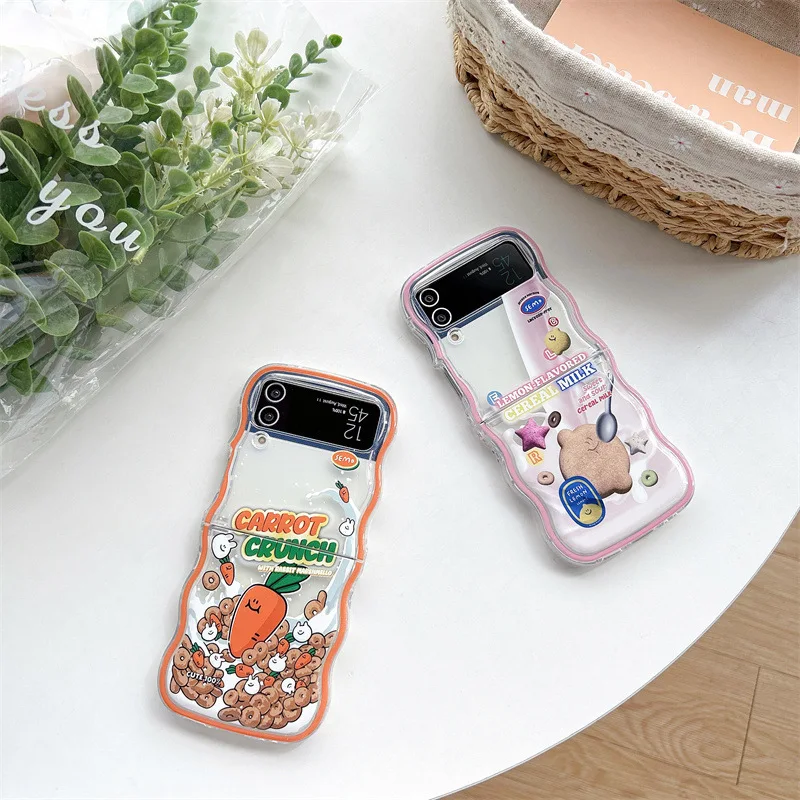 Cute Cartoon Radish Lemon Phone Case for Samsung Galaxy ZFlip3 ZFlip4 ZFlip5 Hard PC Back Cover for Z Flip 5 Case Shell