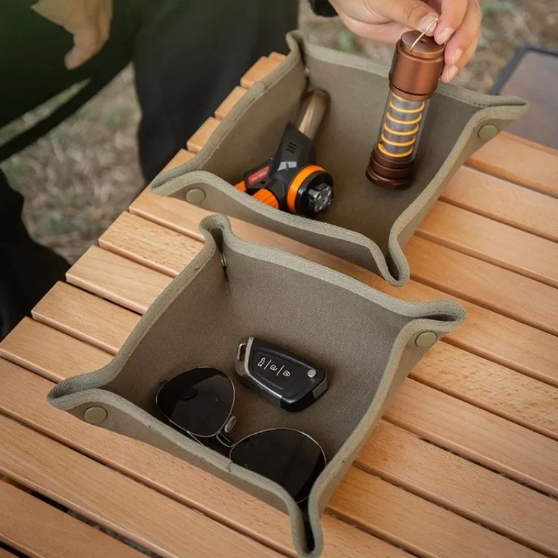 Foldable Canvas Storage Box, Multi-Compartment Desktop Organ