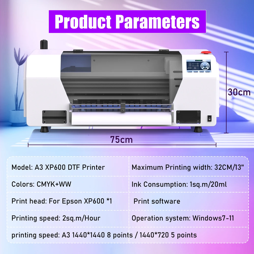 A3+ Dtf Printer Xp600 Printhead DTF Transfer Printer A3 t shirt Printing Machine For Textiles Garments Jeans All Fabric Print