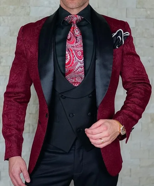 Men\'s Wedding Suit 2023 Italian Design Custom Black Smoking Tuxedo Jacket 3-piece Set (coat Vest Pants) Men\'s Groom Terno Suit